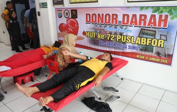 Bidlabfor Polda Sumut Peringati Hut Ke-72 Labfor Polri Dengan Bakti Sosial dan Donor Darah 