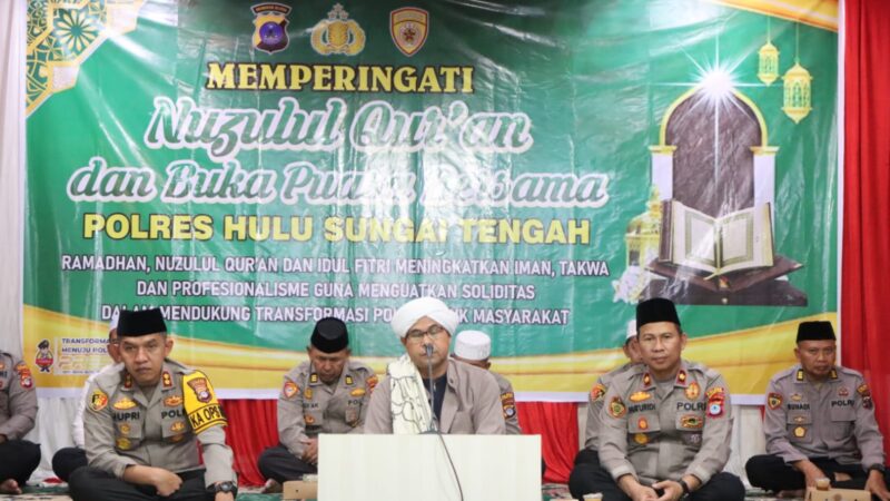 Meningkatkan Iman dan Taqwa Polri di Bulan Ramadhan,Polres HST Peringati Nuzulul Qur’an dengan Tema “Ramdhan Nuzulul Qur’an dan Idul Fitri 