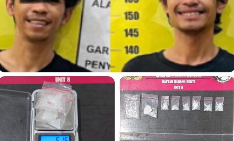 Dua Tersangka Dijerat Permufakatan Jahat, Unit 8 Polrestabes Palembang Sita Sabu 5,16 Gram di Kost Demang Lebar Daun