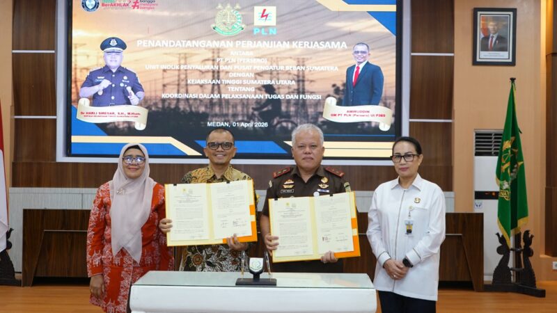 Penandatangan Perjanjian Kerjasama Kejati Sumut dan PT.PLN (Persero) Unit Induk Penyaluran Dan Pengaturan Beban di Sumatera Utara