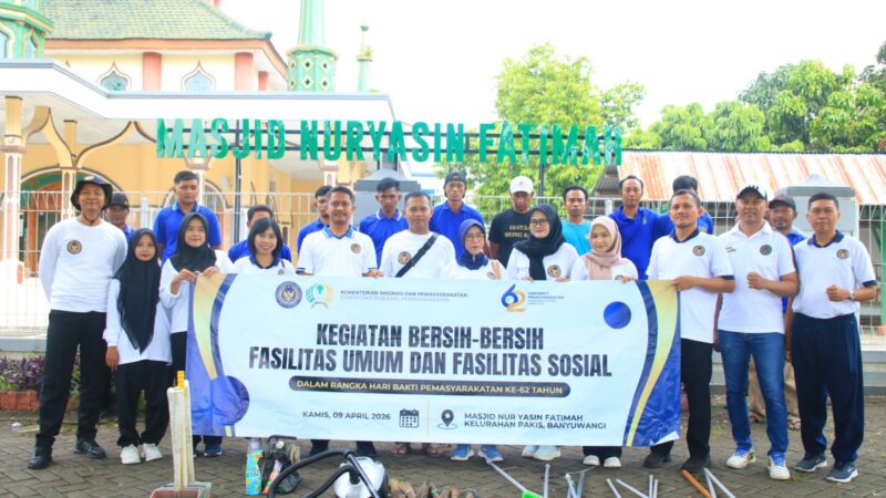 Sambut Hari Bhakti Pemasyarakatan ke-62, Lapas Banyuwangi Gelar Aksi Bersih-Bersih Lingkungan dan Tempat Ibadah