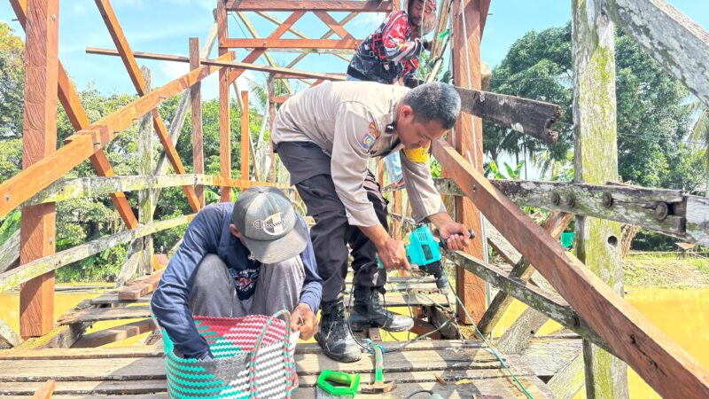 Polres HSU  Bangun Jembatan Presisi Merah Putih  untuk Akses Terbuka Warga Desa Jingah Bujur 